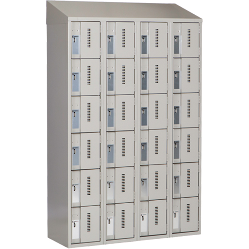 Concorde Heavy-Duty Lockers, 6 -tier, Bank of 4, 48" x 18" x 78", Steel, Grey, Welded (Assembled) Equipex