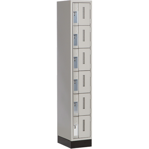 Concorde Heavy-Duty Lockers, 6 -tier, 12" x 18" x 76", Steel, Grey, Welded (Assembled) Equipex