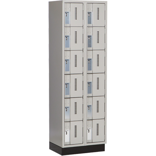 Casiers robustes Concorde, 6 niveaux, Bloc de 2, 24" x 18" x 76", Acier, Gris, Soud&eacute; (assembl&eacute;) Equipex