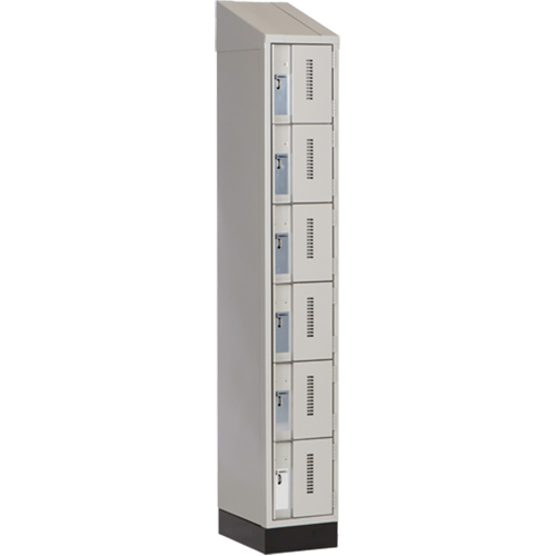 Concorde Heavy-Duty Lockers, 6 -tier, 12" x 18" x 82", Steel, Grey, Welded (Assembled) Equipex