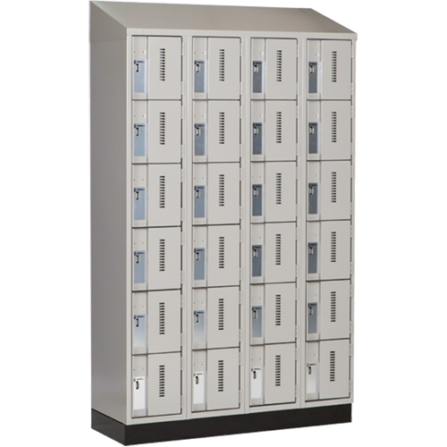 Concorde Heavy-Duty Lockers, 6 -tier, Bank of 4, 48" x 18" x 82", Steel, Grey, Welded (Assembled) Equipex