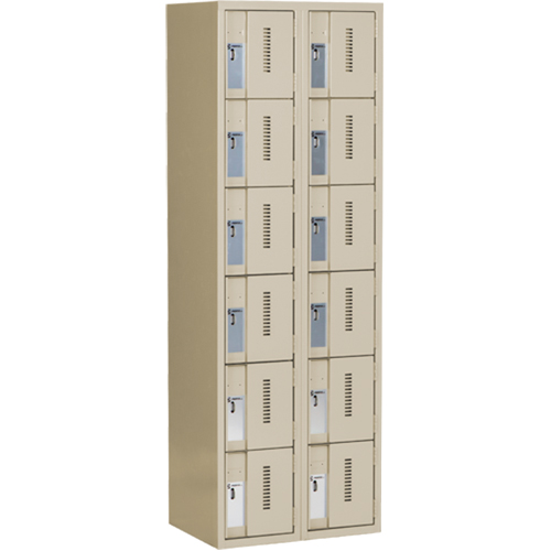 Casiers robustes Concorde, 6 niveaux, Bloc de 2, 24" x 18" x 72", Acier, Beige, Soud&eacute; (assembl&eacute;) Equipex