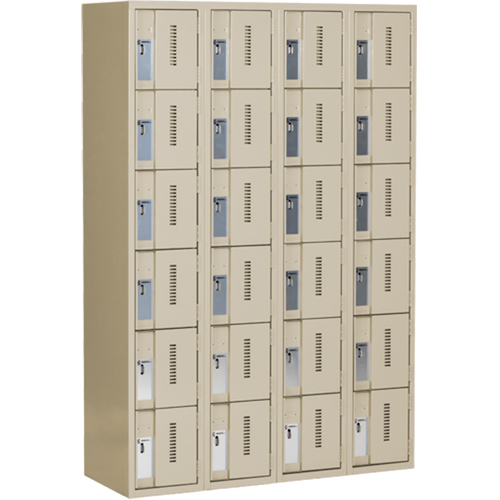 Concorde Heavy-Duty Lockers, 6 -tier, Bank of 4, 48" x 18" x 72", Steel, Beige, Welded (Assembled) Equipex