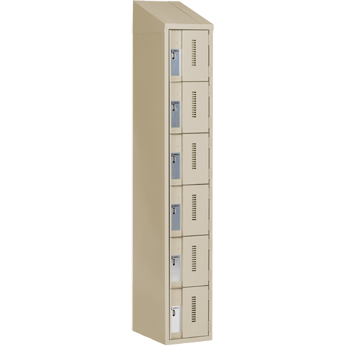 Concorde Heavy-Duty Lockers, 6 -tier, 12" x 18" x 78", Steel, Beige, Welded (Assembled) Equipex