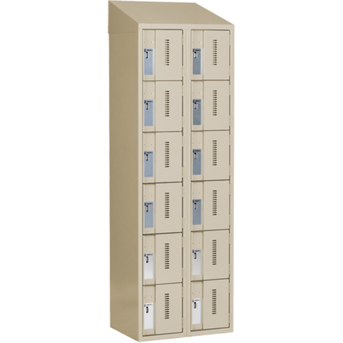Concorde Heavy-Duty Lockers, 6 -tier, Bank of 2, 24" x 18" x 78", Steel, Beige, Welded (Assembled) Equipex