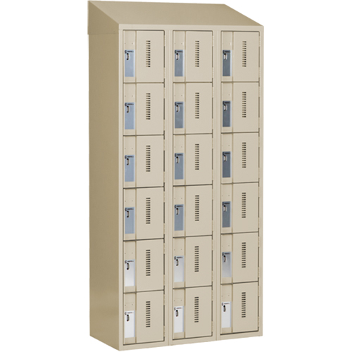 Concorde Heavy-Duty Lockers, 6 -tier, Bank of 3, 36" x 18" x 78", Steel, Beige, Welded (Assembled) Equipex