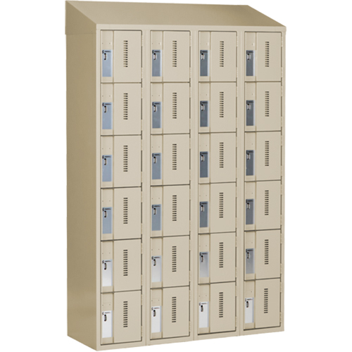 Concorde Heavy-Duty Lockers, 6 -tier, Bank of 4, 48" x 18" x 78", Steel, Beige, Welded (Assembled) Equipex