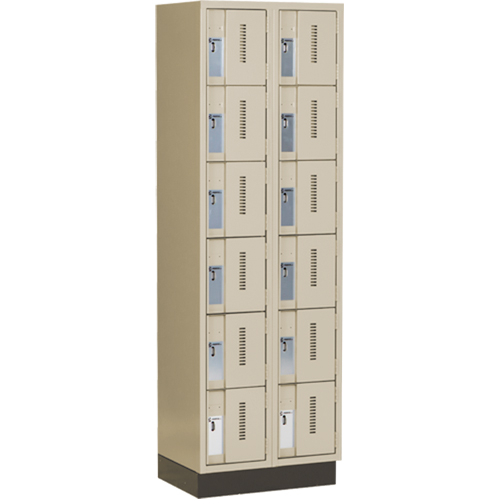 Casiers robustes Concorde, 6 niveaux, Bloc de 2, 24" x 18" x 76", Acier, Beige, Soud&eacute; (assembl&eacute;) Equipex