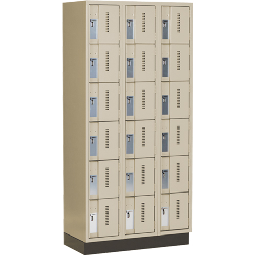 Concorde Heavy-Duty Lockers, 6 -tier, Bank of 3, 36" x 18" x 76", Steel, Beige, Welded (Assembled) Equipex