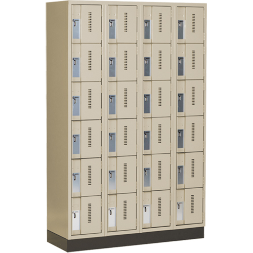 Concorde Heavy-Duty Lockers, 6 -tier, Bank of 4, 48" x 18" x 76", Steel, Beige, Welded (Assembled) Equipex