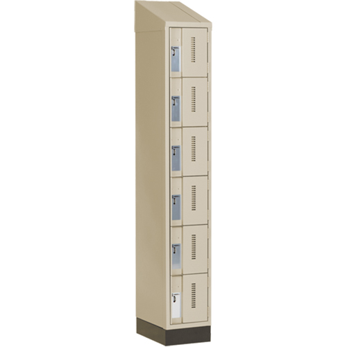 Concorde Heavy-Duty Lockers, 6 -tier, 12" x 18" x 82", Steel, Beige, Welded (Assembled) Equipex