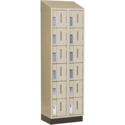 Concorde Heavy-Duty Lockers, 6 -tier, Bank of 2, 24" x 18" x 82", Steel, Beige, Welded (Assembled) Equipex