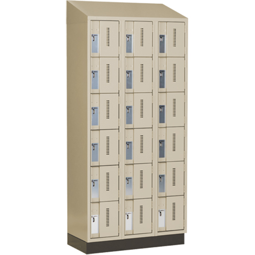 Concorde Heavy-Duty Lockers, 6 -tier, Bank of 3, 36" x 18" x 82", Steel, Beige, Welded (Assembled) Equipex