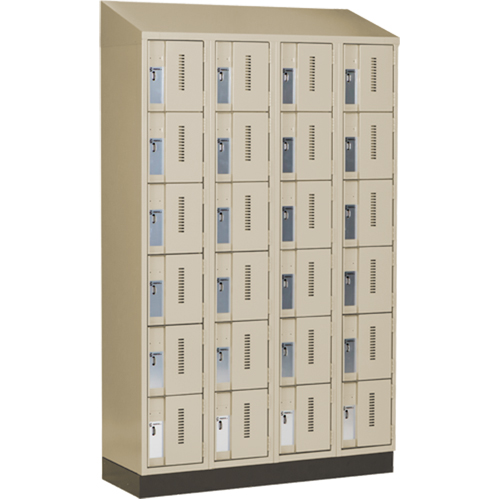 Concorde Heavy-Duty Lockers, 6 -tier, Bank of 4, 48" x 18" x 82", Steel, Beige, Welded (Assembled) Equipex