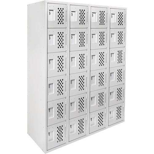 Petits casiers Clean Line, 6 niveaux, Bloc de 4, 18" x 72" x 12", Acier Equipex