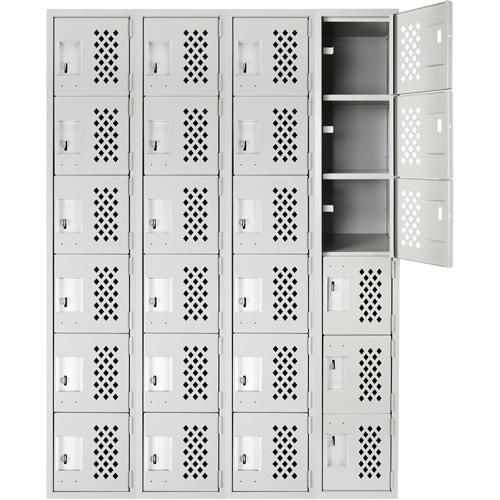 Petits casiers Clean Line, 6 niveaux, Bloc de 4, 18" x 72" x 12", Acier Equipex
