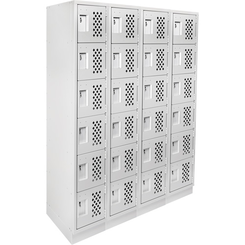 Assembled Clean Line Perforated Economy Lockers, 6 -tier, Bank of 4, 18" x 72" x 12", Steel Equipex