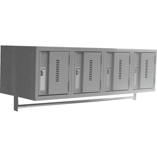 Wall Hung Lockers - Heavy Duty, Bank of 4, 18" x 12" x 12", Steel Equipex