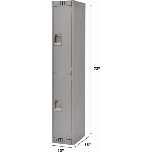 Lockers, 2 -tier, 12" x 18" x 72", Steel, Grey, Knocked Down Equipex