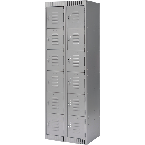 Casiers, 6 niveaux, Bloc de 2, 24" x 18" x 72", Acier, Gris, D&eacute;mont&eacute; Equipex