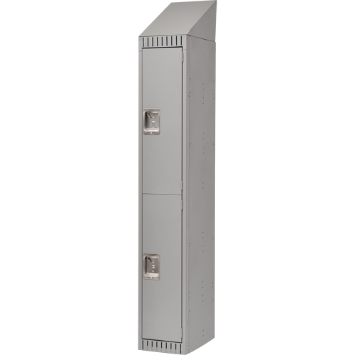 Assembled Lockers, 2 -tier, 12" x 18" x 72", Steel, Grey, Rivet (Assembled) Equipex