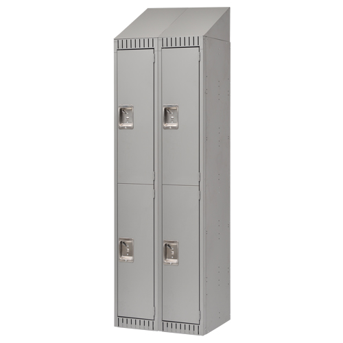 Casiers assembl&eacute;s, 2 niveaux, Bloc de 2, 24" x 18" x 72", Acier, Gris, Rivet (assembl&eacute;) Equipex