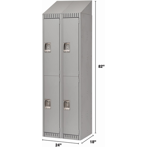 Casiers assembl&eacute;s, 2 niveaux, Bloc de 2, 24" x 18" x 72", Acier, Gris, Rivet (assembl&eacute;) Equipex