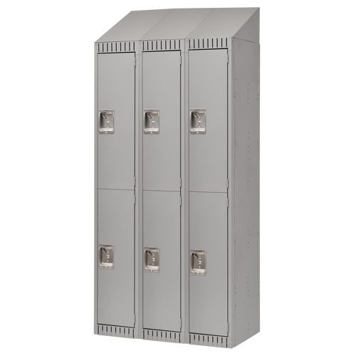 Casiers, 2 niveaux, Bloc de 3, 36" x 18" x 82", Acier, Gris, D&eacute;mont&eacute; Equipex