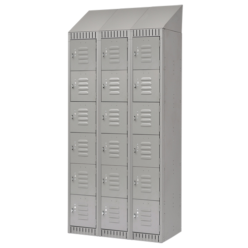 Casiers, 6 niveaux, Bloc de 3, 36" x 18" x 82", Acier, Gris, D&eacute;mont&eacute; Equipex