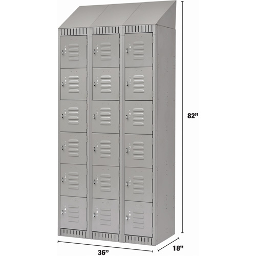 Casiers, 6 niveaux, Bloc de 3, 36" x 18" x 82", Acier, Gris, D&eacute;mont&eacute; Equipex