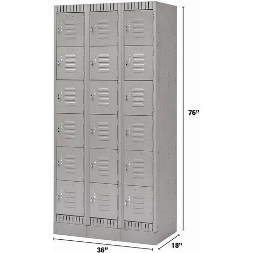 Casiers, 6 niveaux, Bloc de 3, 36" x 18" x 76", Acier, Gris, D&eacute;mont&eacute; Equipex
