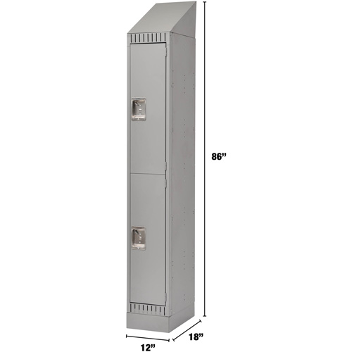 Lockers, 2 -tier, 12" x 18" x 86", Steel, Grey, Knocked Down Equipex