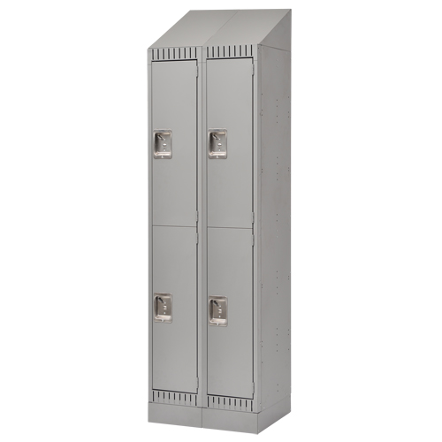 Assembled Lockers, 2 -tier, Bank of 2, 24" x 18" x 72", Steel, Grey, Rivet (Assembled) Equipex