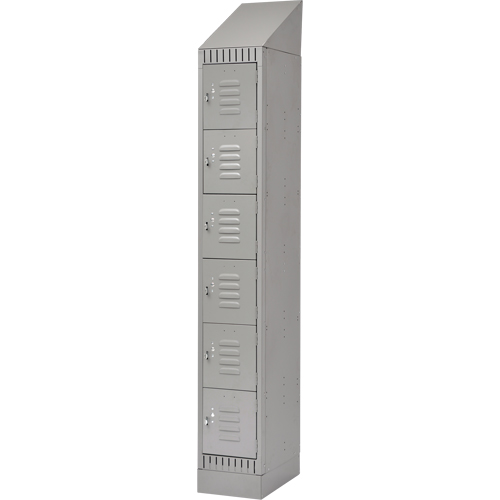 Lockers, 6 -tier, 12" x 18" x 86", Steel, Grey, Knocked Down Equipex
