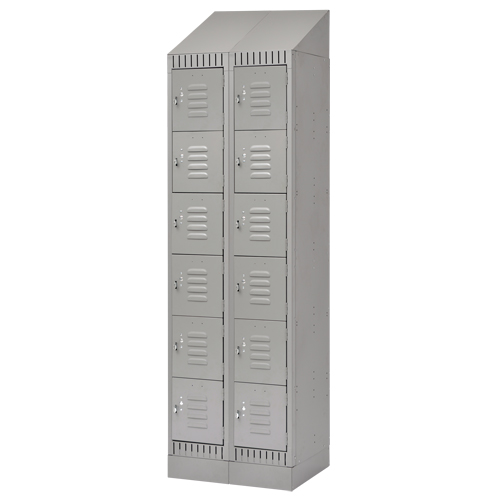 Casiers, 6 niveaux, Bloc de 2, 24" x 18" x 86", Acier, Gris, D&eacute;mont&eacute; Equipex