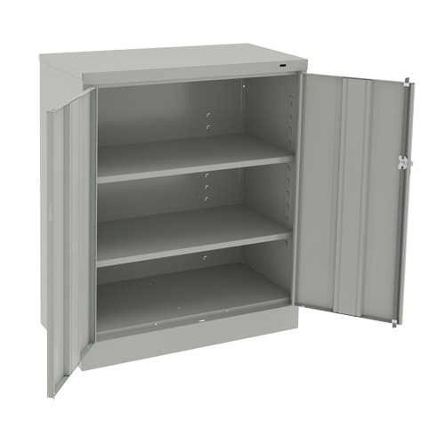 Armoire &agrave; hauteur de comptoir, Acier, 2 Tablettes, 42" h x 36" la x 18" P, Gris p&acirc;le Equipex