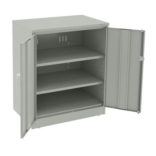 Armoire &agrave; hauteur de comptoir de luxe, Acier, 2 Tablettes, 42" h x 36" la x 24" P, Gris p&acirc;le Equipex