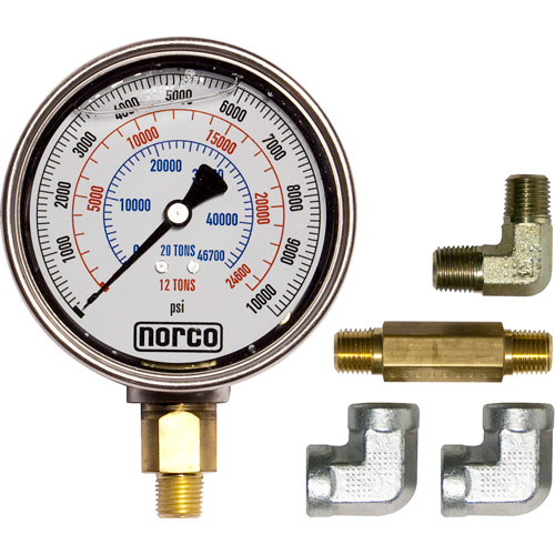 Manom&egrave;tre hydraulique avec raccords,  4", Fixation inf&eacute;rieure, Analogique Equipex