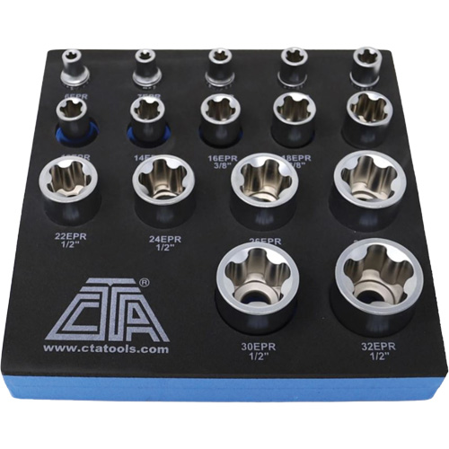 Jeu de douilles TORX EPR &agrave; 5 pans, 16 Morceaux, Prise de 1/4"/3/8"/1/2" Equipex