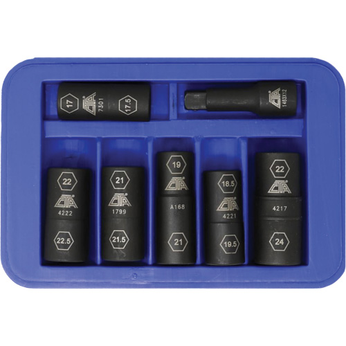 Half Metric Flip Socket Set, 7 Pcs, Impact, 1/2" Drive Size, Deep Equipex