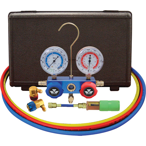 Ensemble de manom&egrave;tre &agrave; collecteur &agrave; deux voies pour l'automobile R134A avec mini injecteur de colorant Equipex