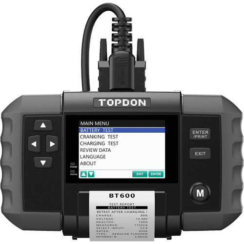 Testeur de batterie 12?V et de syst&egrave;mes 12?V/24?V BT600 avec imprimante int&eacute;gr&eacute;e Equipex