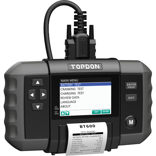 Testeur de batterie 12?V et de syst&egrave;mes 12?V/24?V BT600 avec imprimante int&eacute;gr&eacute;e Equipex