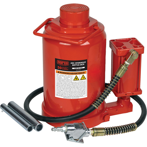 Standard Height Bottle Jack, 50 Ton(s), Air Hydraulic, 19" Raised Height Equipex