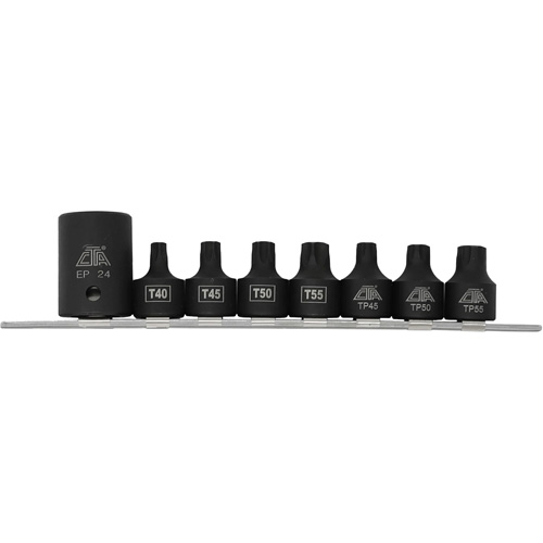 Jeu de douilles/embouts de boulon de caisse de camionnettes, 8 Morceaux, Prise de 1/2"/3/8" Equipex