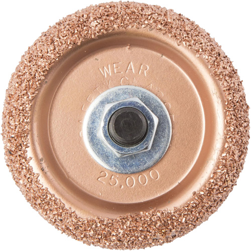 Roue de tamponnage et d'abrasion en carbure de tungst&egrave;ne avec adaptateur hexagonal pour tampon de pneu &agrave; basse vitesse, Diam&egrave;tre 2-3/5", 4,5" lo, 4" la, Hauteur 1,1" Equipex