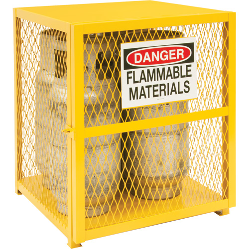 Gas Cylinder Storage Cabinet, 4 Cylinder Capacity, 30" W x 30" D x 35" H, Yellow Equipex