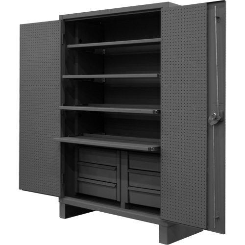Armoire tr&egrave;s robuste avec tablettes coulissantes, Acier, 4 Tablettes, 78" h x 48" la x 24" P, Gris Equipex