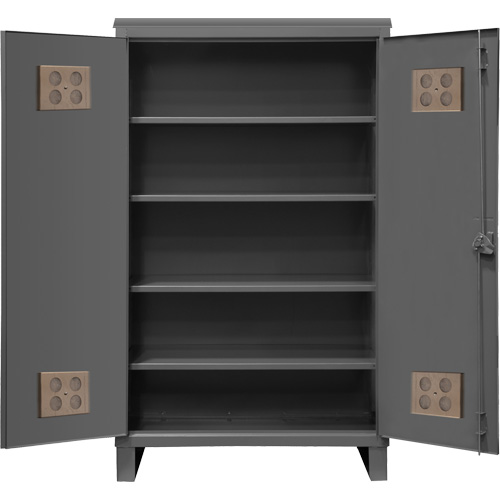 Heavy-Duty Outdoor Cabinet, Steel, 4 Shelves, 78" H x 60" W x 24" D, Grey Equipex