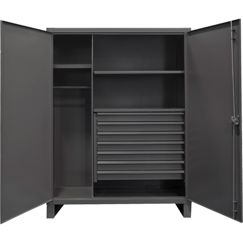 Extra Heavy-Duty Wardrobe Cabinet, Steel, 48" W x 24" D x 78" H, Grey Equipex